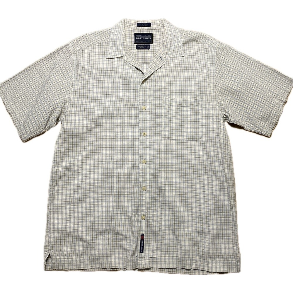Britches Button Up Shirt Size Large Gray Men Surfer Shirt Chest 47" GUC